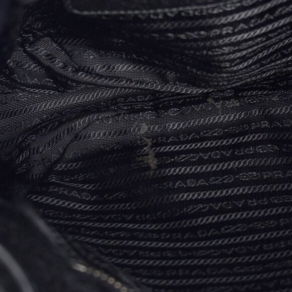 Prada Logo Handbag Gathered Tote Leather Nero - Picture 9 of 10